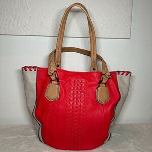 orYany Lyssie Soft Pebbled Leather Colorblock Tote - Berry